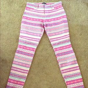 Pink, purple, blue patterned jeans